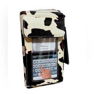 Cow Print PU Leather CELL PHONE crossbody with Wallet
